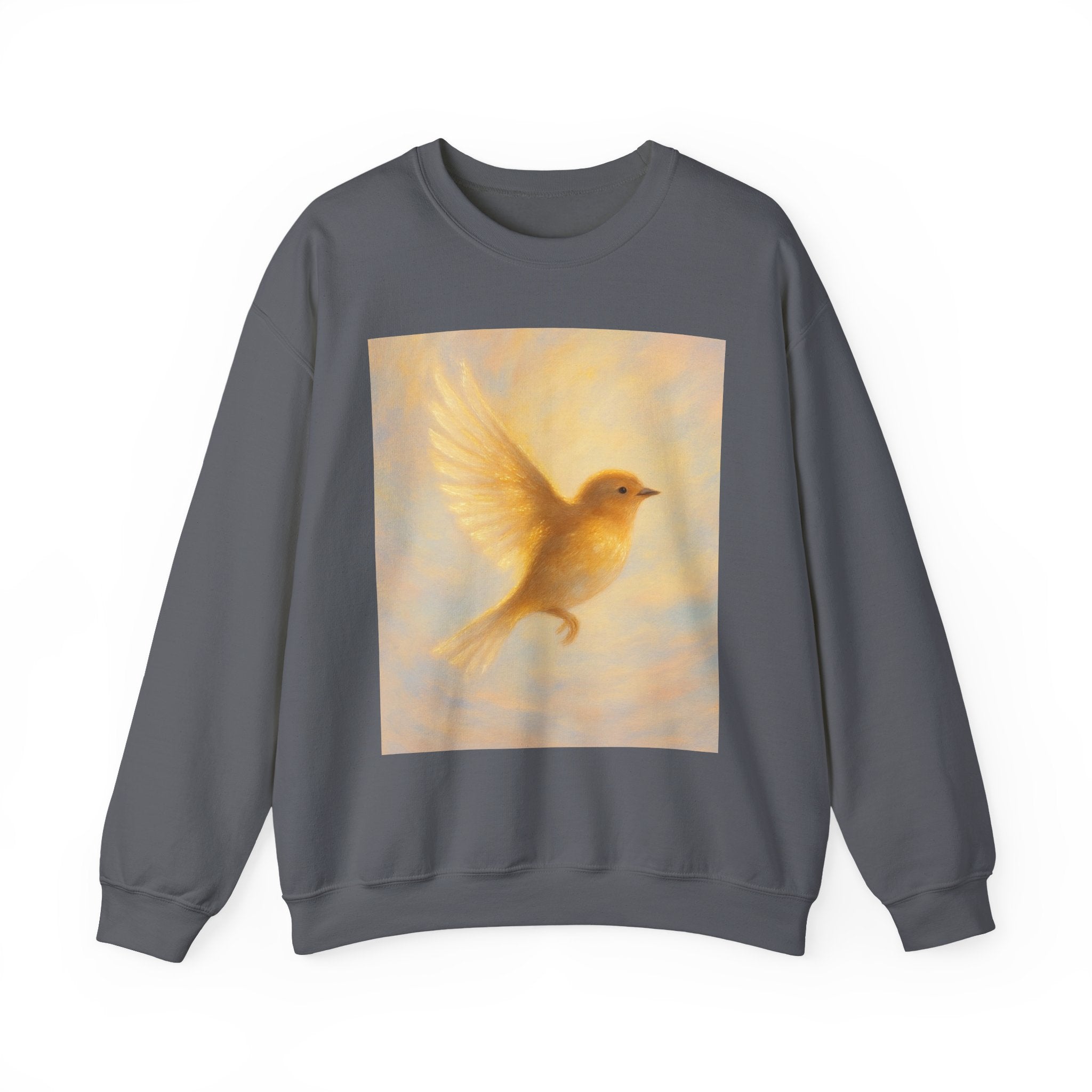 Golden Bird Unisex Crewneck Sweatshirt | Cozy Casual Wear, Gift for Bird Lovers, Nature Inspired Apparel, Spiritual Comfort, Everyday