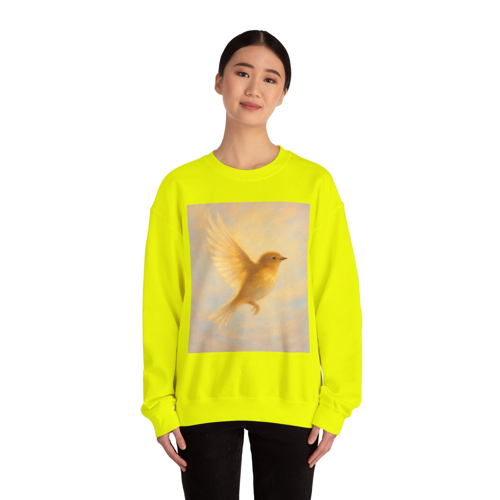 Golden Bird Unisex Crewneck Sweatshirt | Cozy Casual Wear, Gift for Bird Lovers, Nature Inspired Apparel, Spiritual Comfort, Everyday