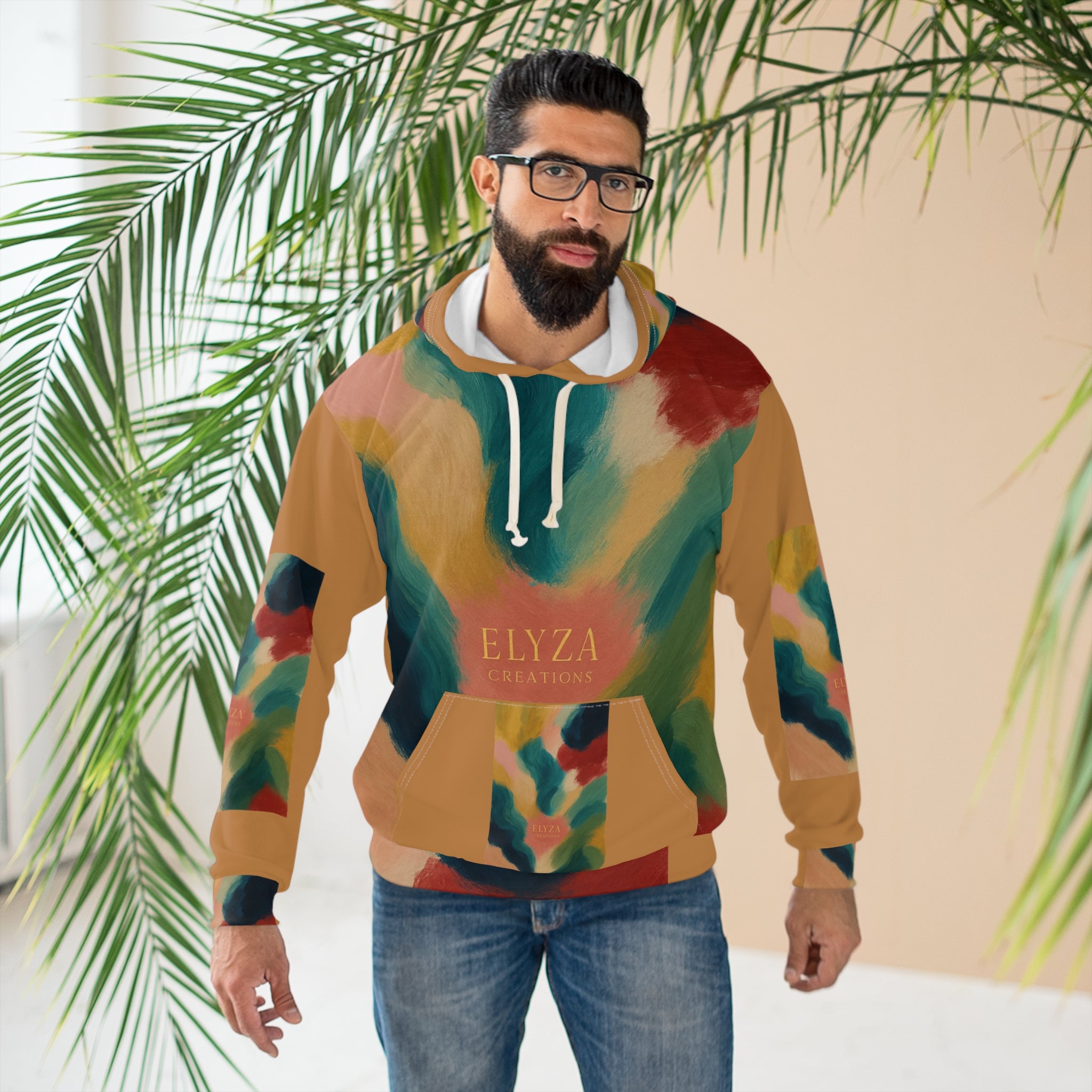 Vibrant Abstract Art Hoodie - Cozy Unisex Pullover for Home, Everyday Wear, Gift, Art Lovers, ELYZA Creations