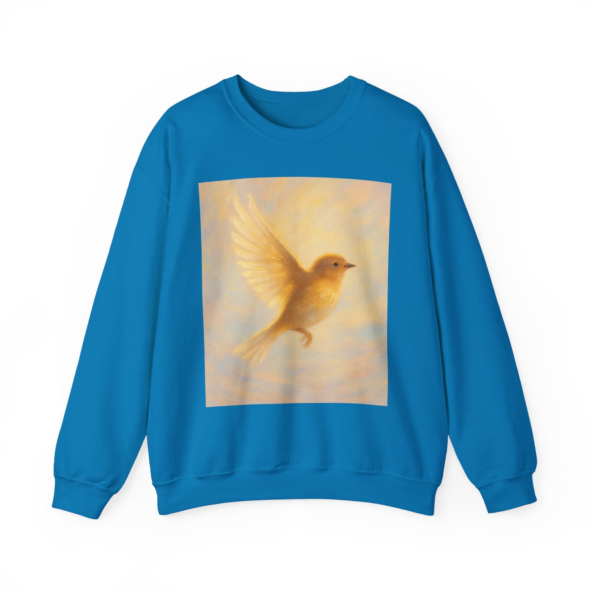 Golden Bird Unisex Crewneck Sweatshirt | Cozy Casual Wear, Gift for Bird Lovers, Nature Inspired Apparel, Spiritual Comfort, Everyday