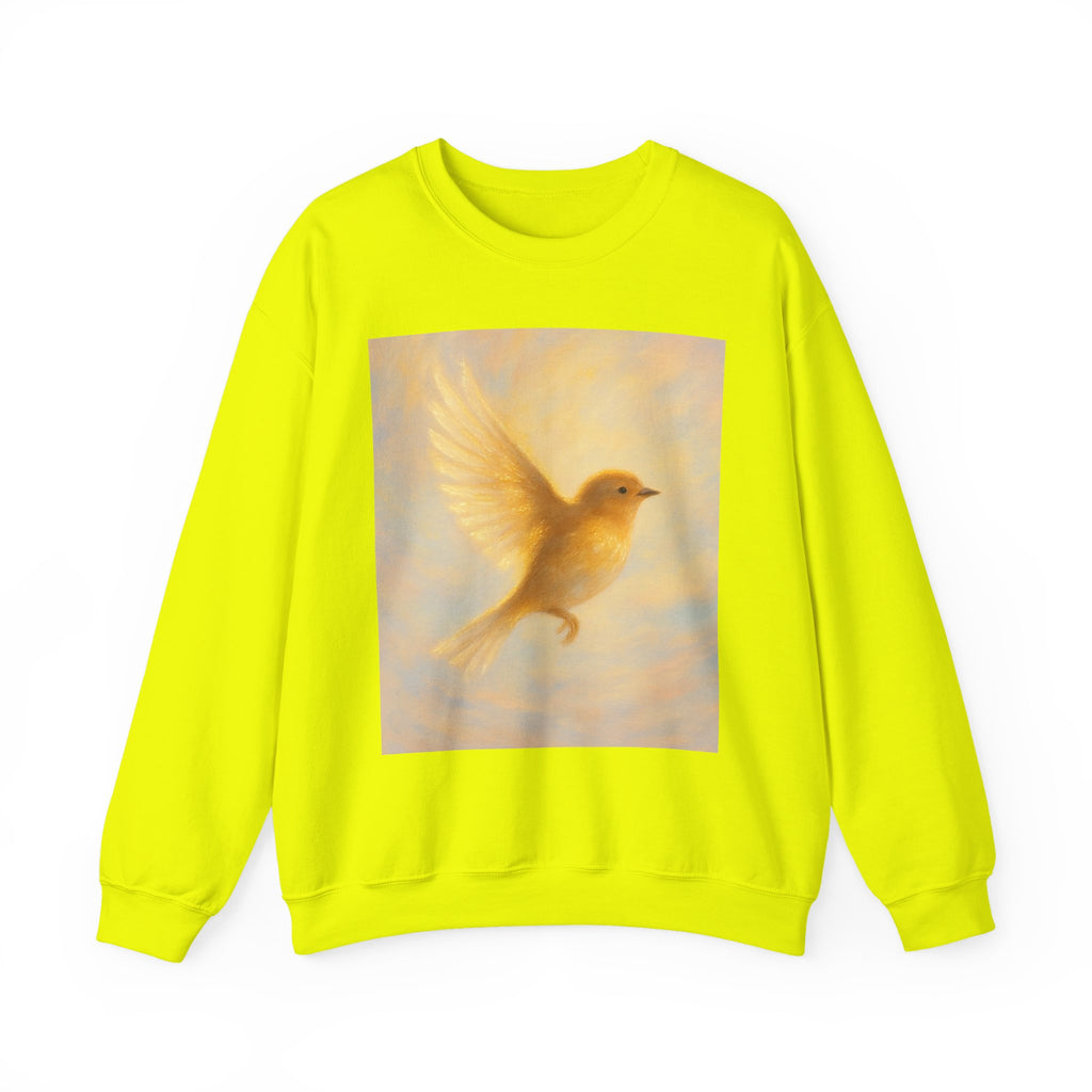 Golden Bird Unisex Crewneck Sweatshirt | Cozy Casual Wear, Gift for Bird Lovers, Nature Inspired Apparel, Spiritual Comfort, Everyday