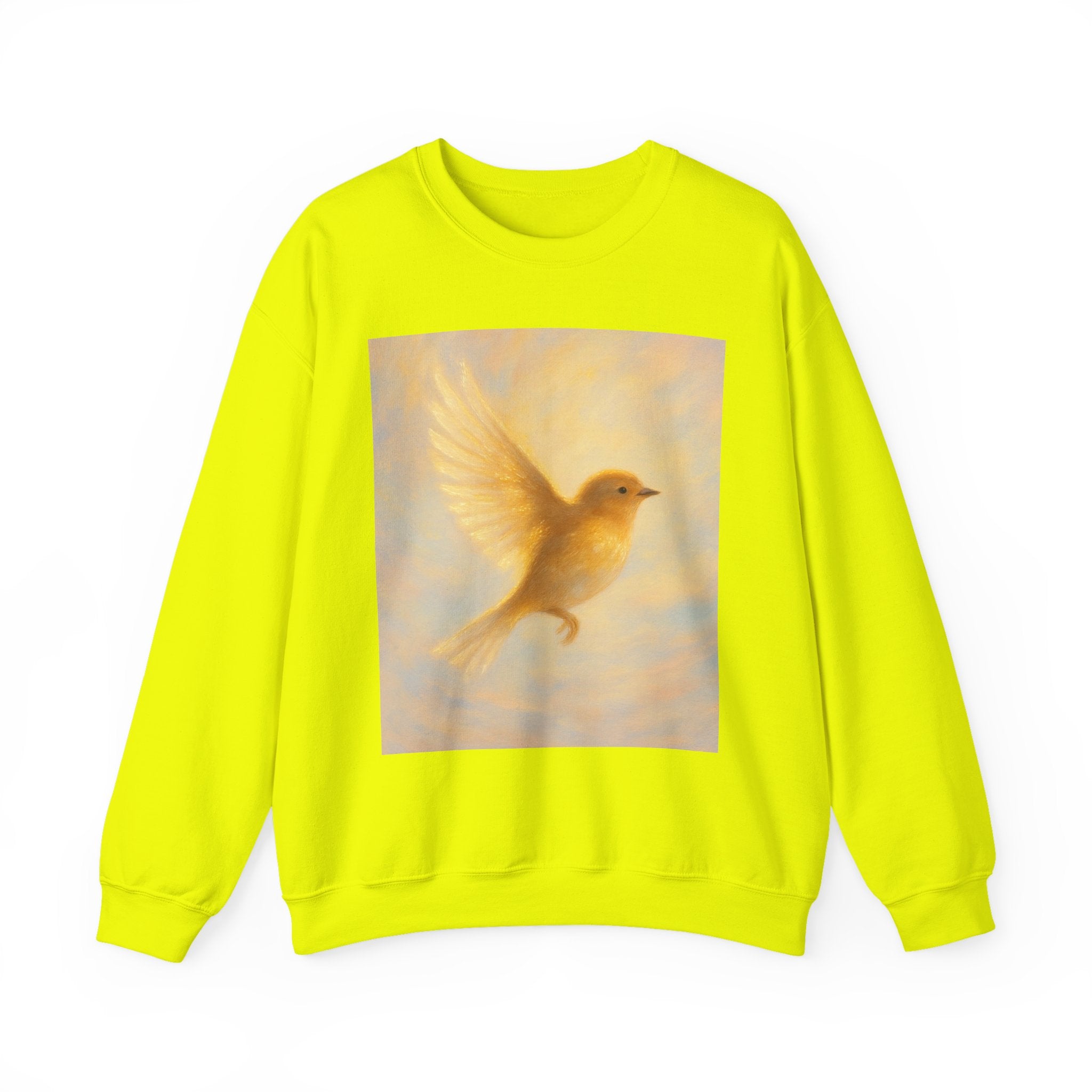 Golden Bird Unisex Crewneck Sweatshirt | Cozy Casual Wear, Gift for Bird Lovers, Nature Inspired Apparel, Spiritual Comfort, Everyday