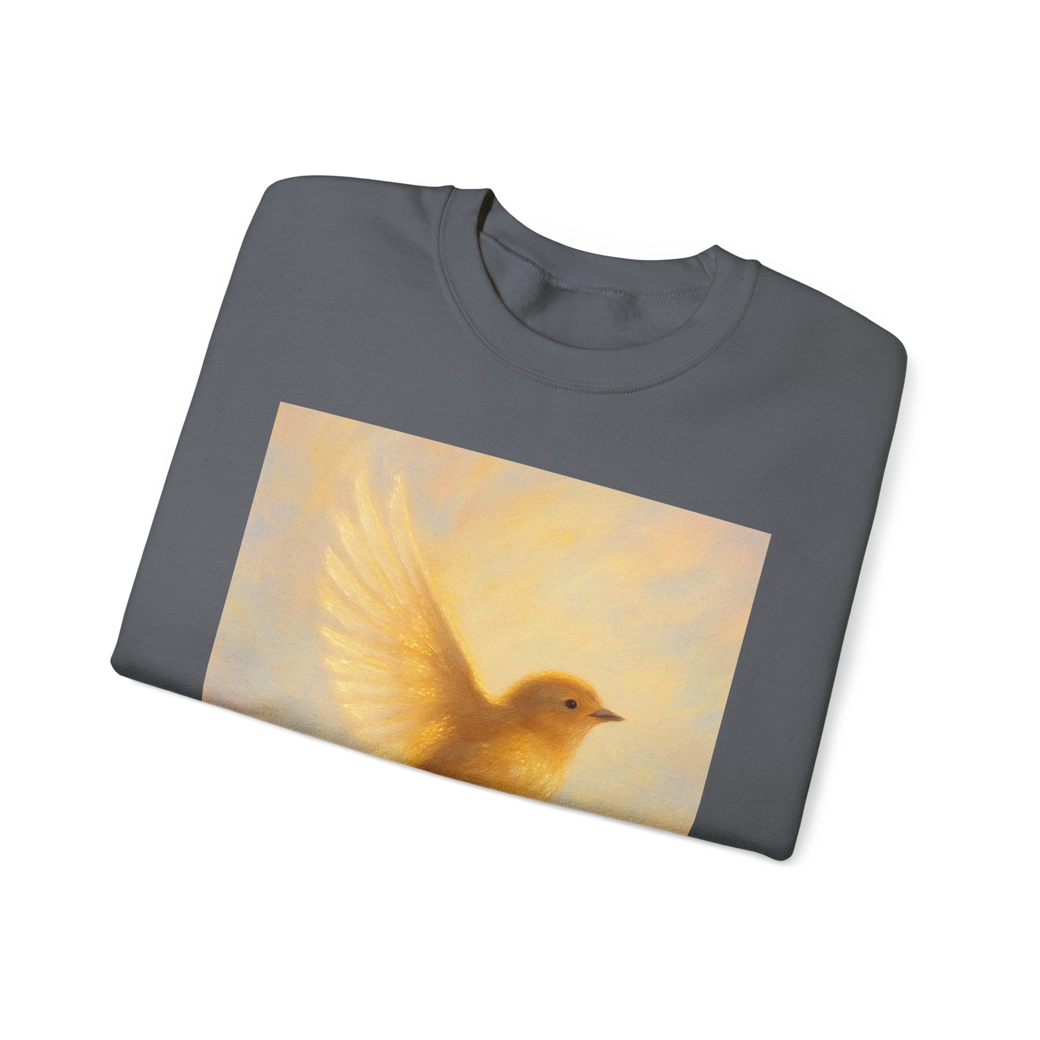 Golden Bird Unisex Crewneck Sweatshirt | Cozy Casual Wear, Gift for Bird Lovers, Nature Inspired Apparel, Spiritual Comfort, Everyday