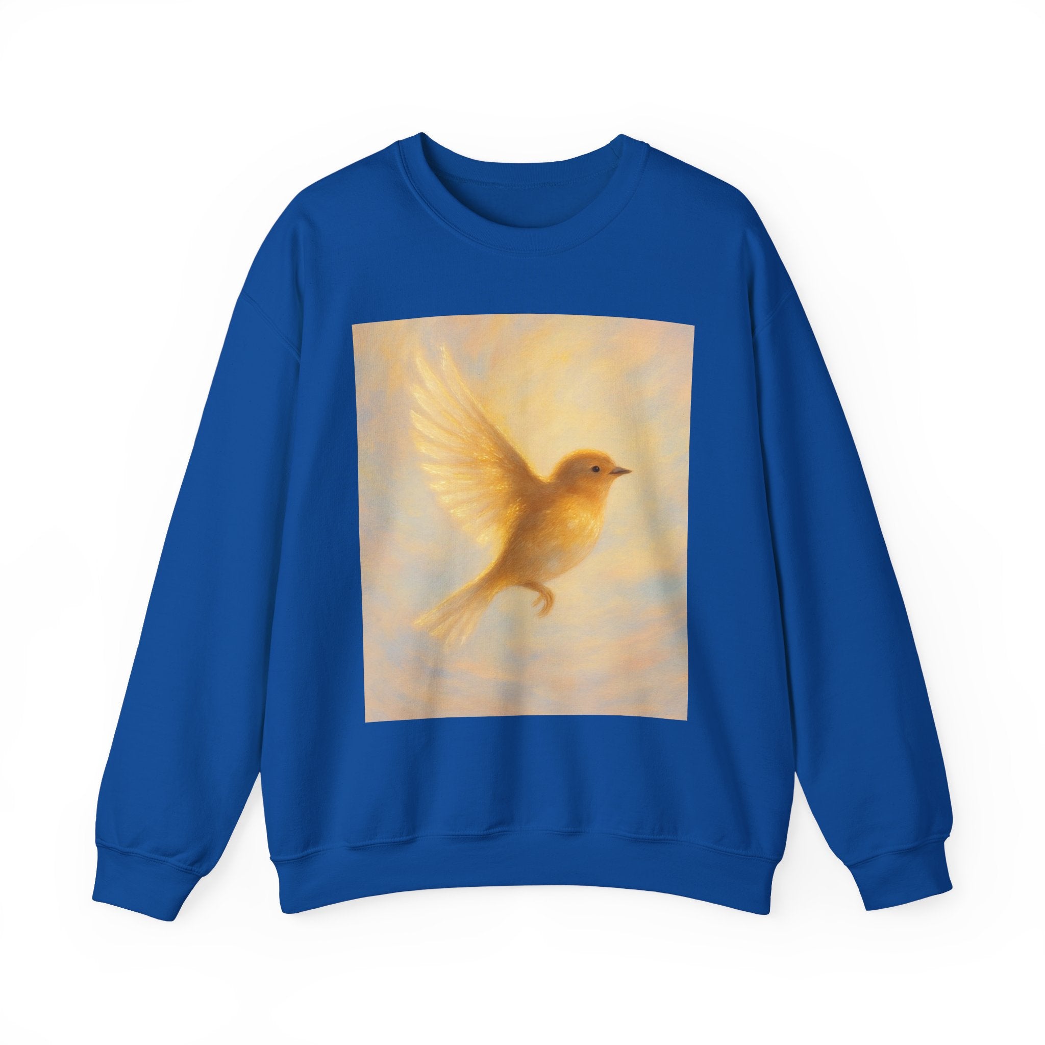 Golden Bird Unisex Crewneck Sweatshirt | Cozy Casual Wear, Gift for Bird Lovers, Nature Inspired Apparel, Spiritual Comfort, Everyday