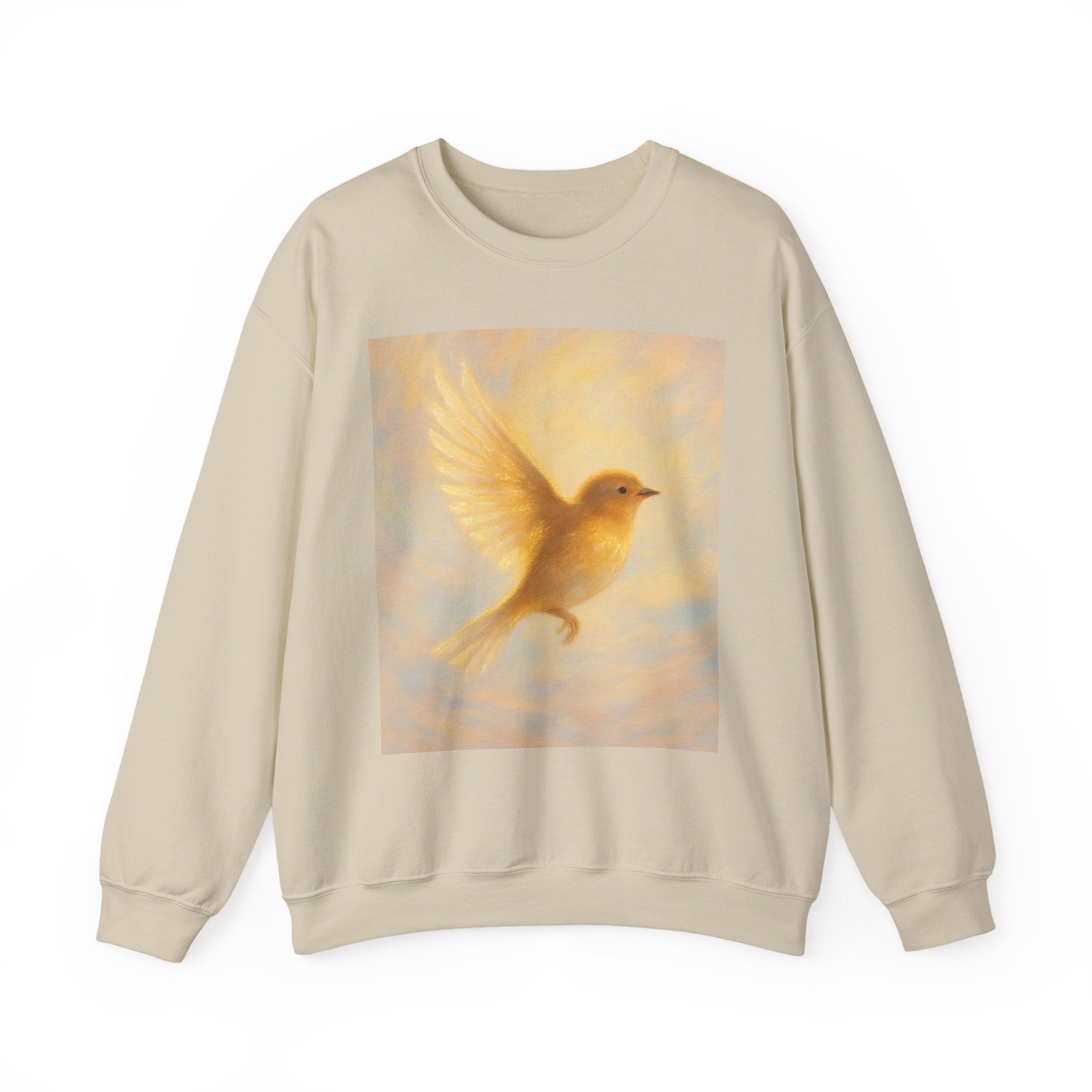 Golden Bird Unisex Crewneck Sweatshirt | Cozy Casual Wear, Gift for Bird Lovers, Nature Inspired Apparel, Spiritual Comfort, Everyday