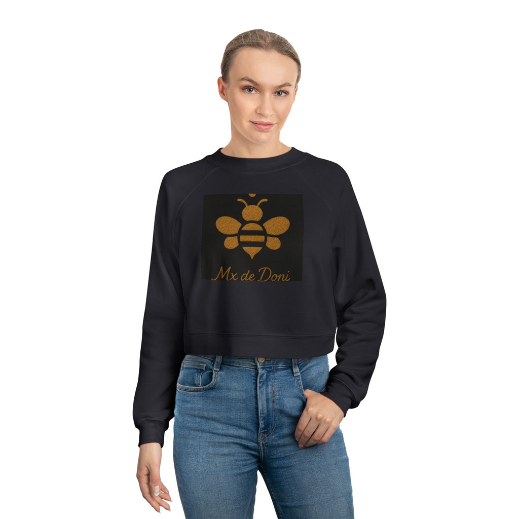 Bee-Inspired Women's Cropped Fleece Pullover, Cozy Sweatshirt, Fall Fashion, Casual Style, Gift for Her, Bee Lover Gift