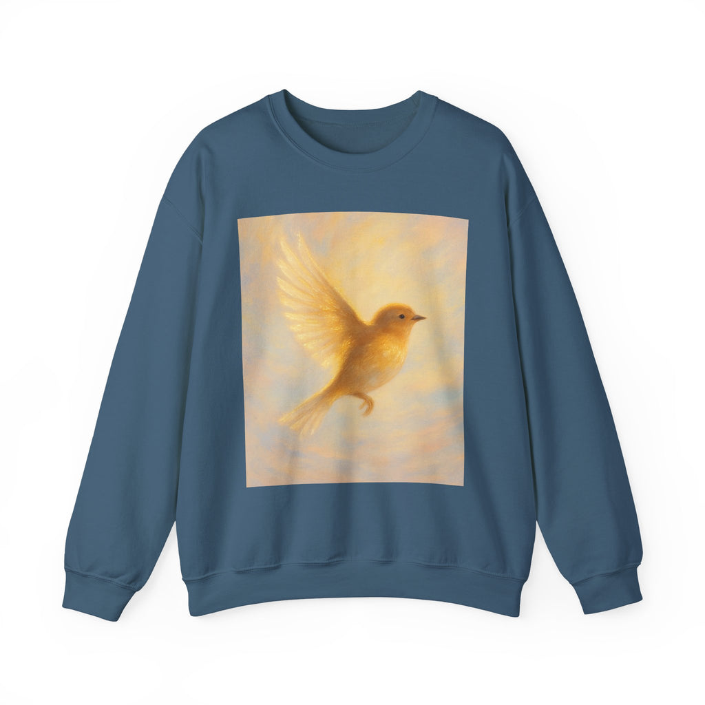 Golden Bird Unisex Crewneck Sweatshirt | Cozy Casual Wear, Gift for Bird Lovers, Nature Inspired Apparel, Spiritual Comfort, Everyday
