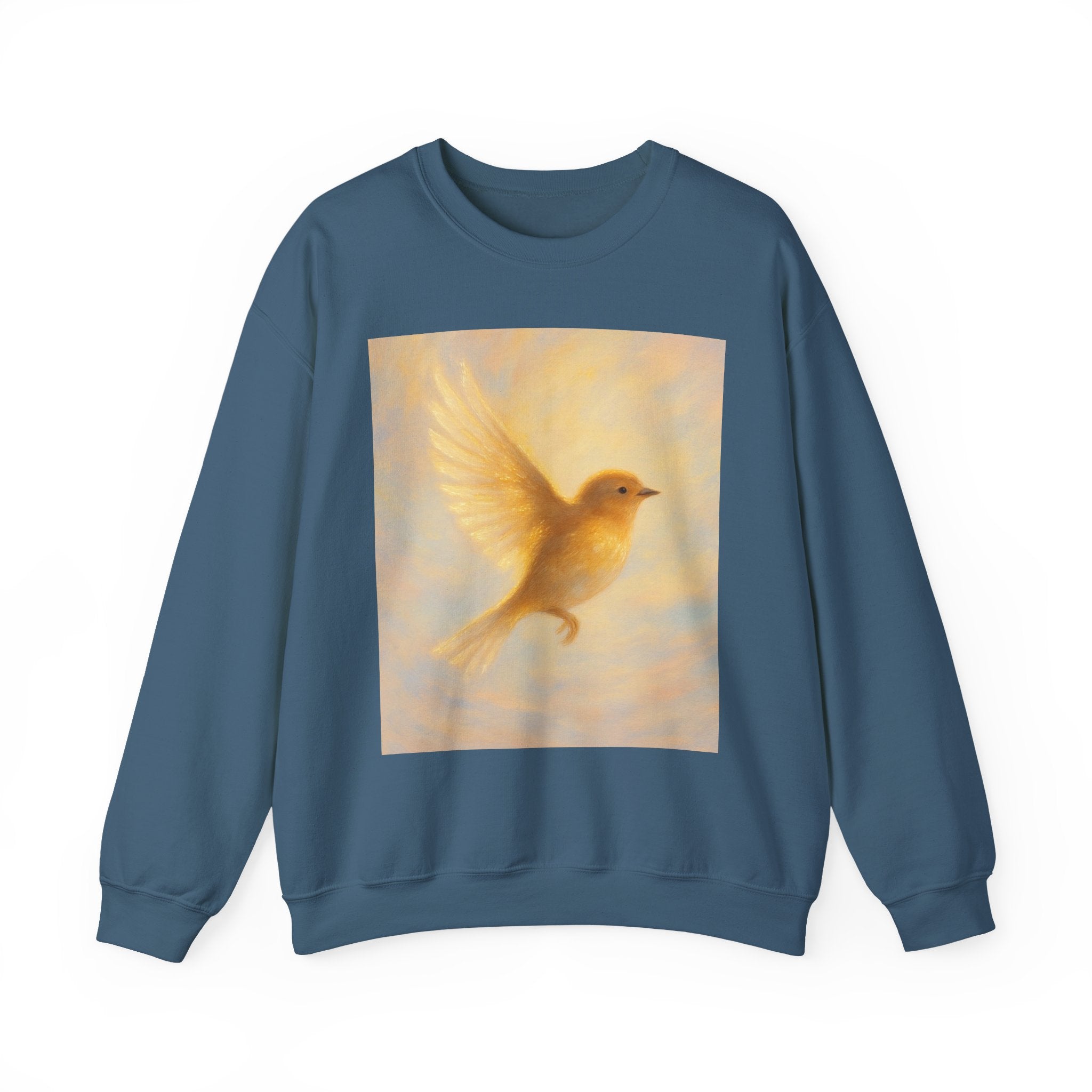 Golden Bird Unisex Crewneck Sweatshirt | Cozy Casual Wear, Gift for Bird Lovers, Nature Inspired Apparel, Spiritual Comfort, Everyday