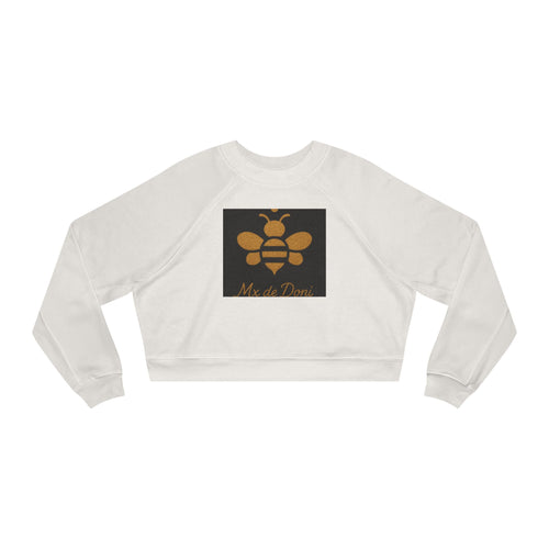 Bee-Inspired Women's Cropped Fleece Pullover, Cozy Sweatshirt, Fall Fashion, Casual Style, Gift for Her, Bee Lover Gift