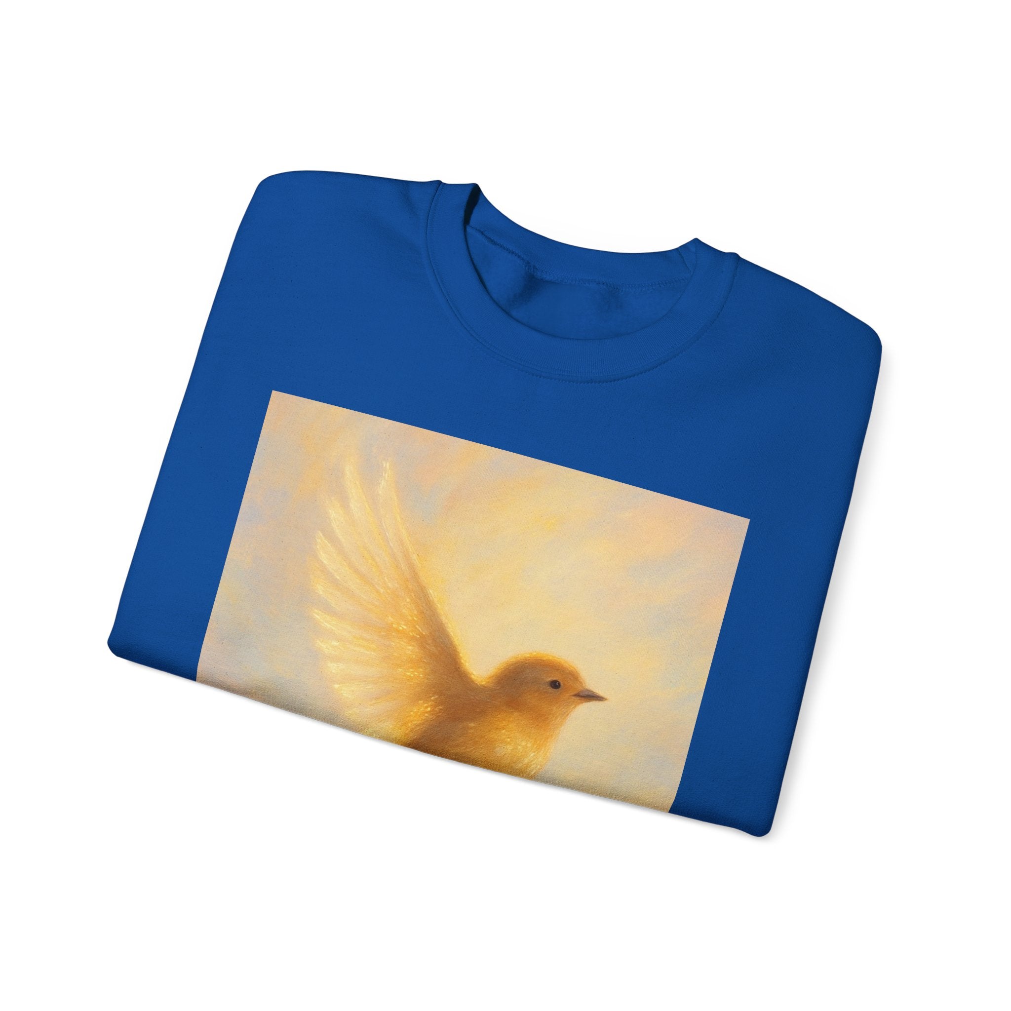 Golden Bird Unisex Crewneck Sweatshirt | Cozy Casual Wear, Gift for Bird Lovers, Nature Inspired Apparel, Spiritual Comfort, Everyday