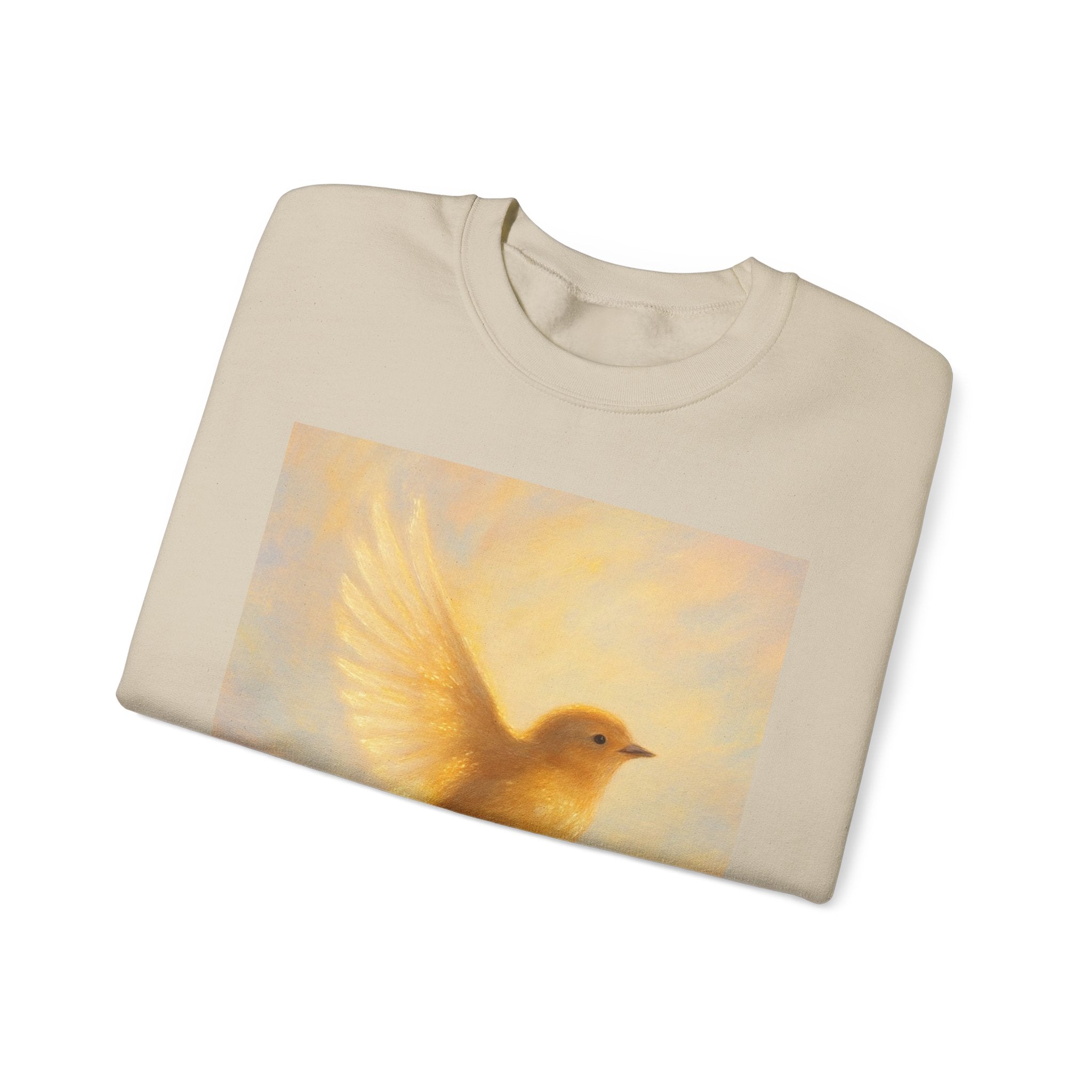 Golden Bird Unisex Crewneck Sweatshirt | Cozy Casual Wear, Gift for Bird Lovers, Nature Inspired Apparel, Spiritual Comfort, Everyday