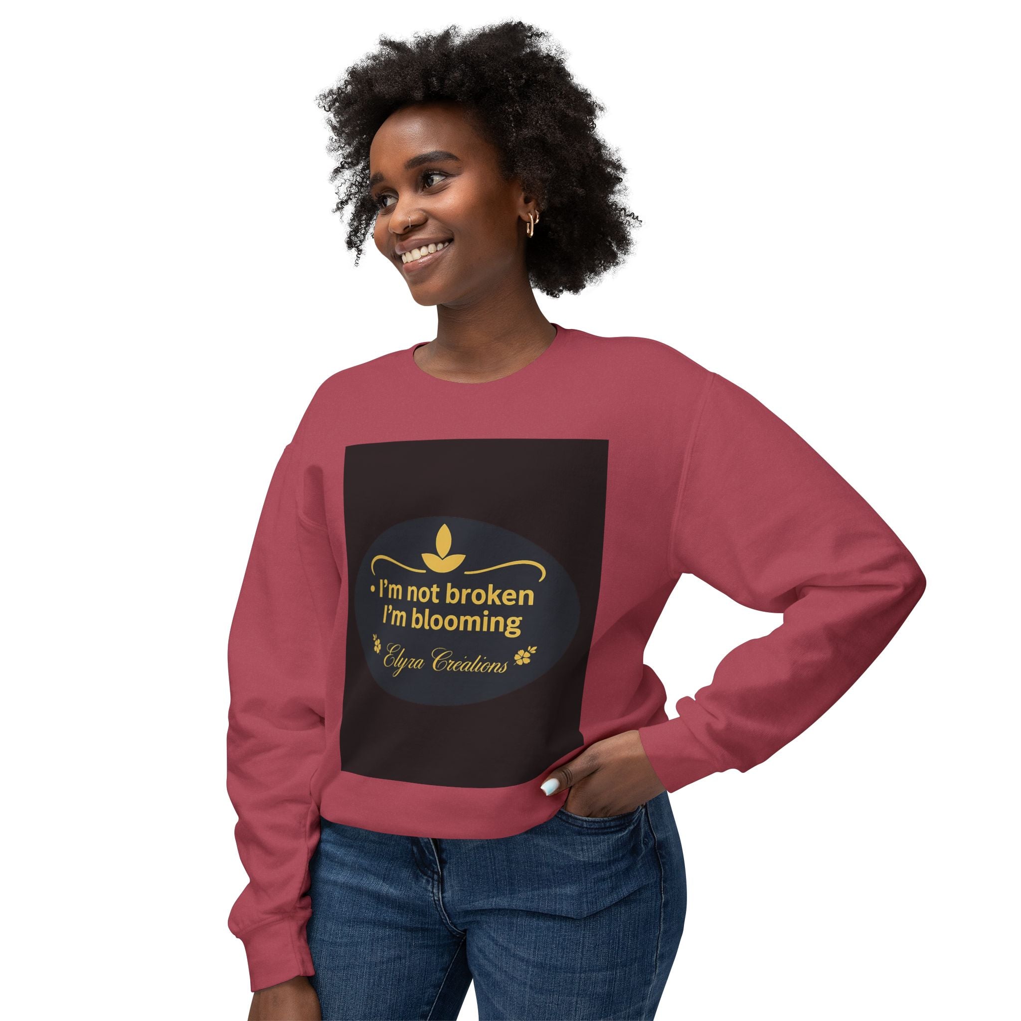 Flowering Flame Lightweight Crewneck Sweatshirt - Beauty, Strength, and Hope Shirt for Women