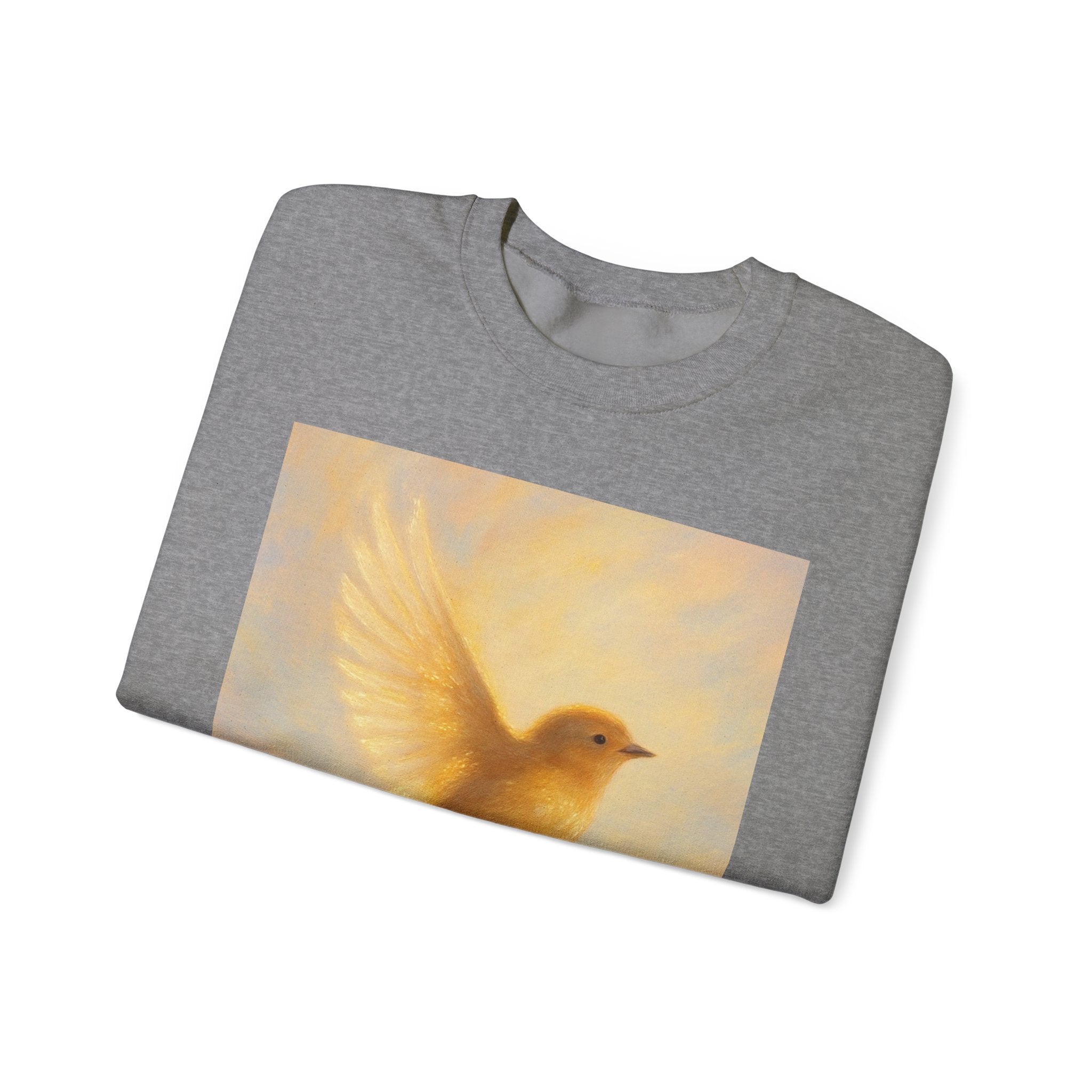 Golden Bird Unisex Crewneck Sweatshirt | Cozy Casual Wear, Gift for Bird Lovers, Nature Inspired Apparel, Spiritual Comfort, Everyday