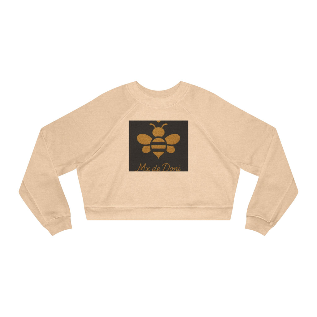 Bee-Inspired Women's Cropped Fleece Pullover, Cozy Sweatshirt, Fall Fashion, Casual Style, Gift for Her, Bee Lover Gift
