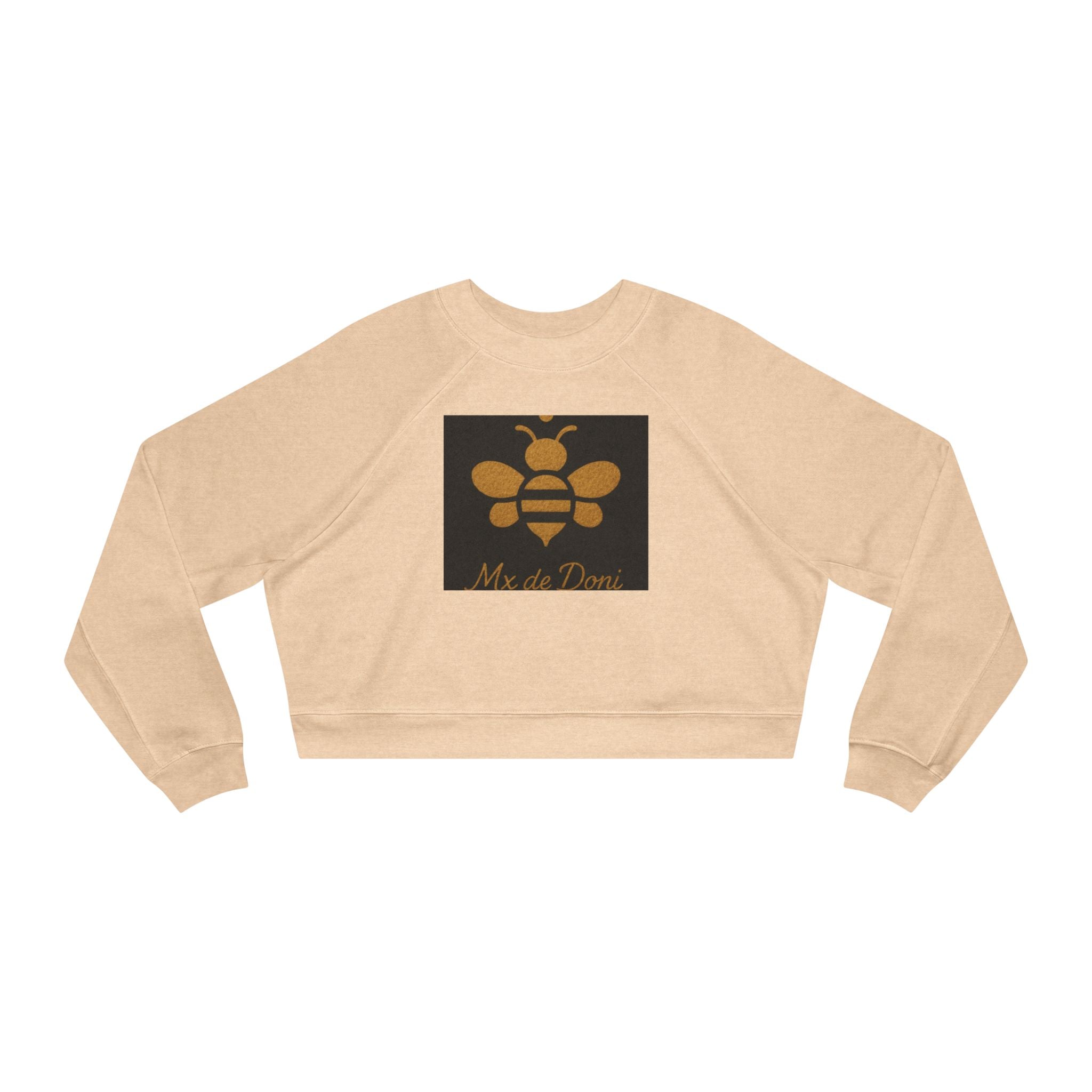 Bee-Inspired Women's Cropped Fleece Pullover, Cozy Sweatshirt, Fall Fashion, Casual Style, Gift for Her, Bee Lover Gift