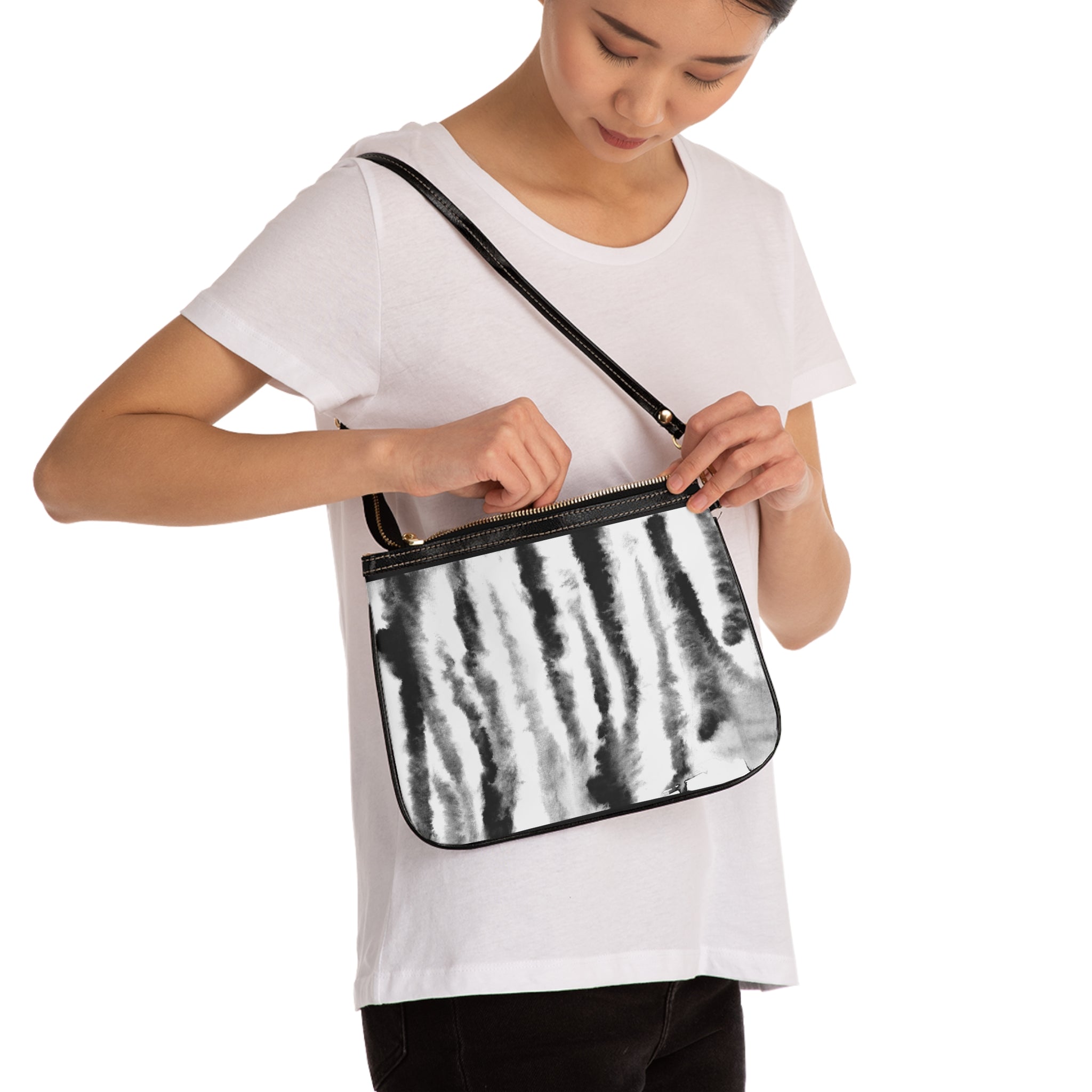 Petit sac a bandouliere chic-style boheme et raffine ,Shoulder Bag Bohemian Chic Black and White Graphic Design
