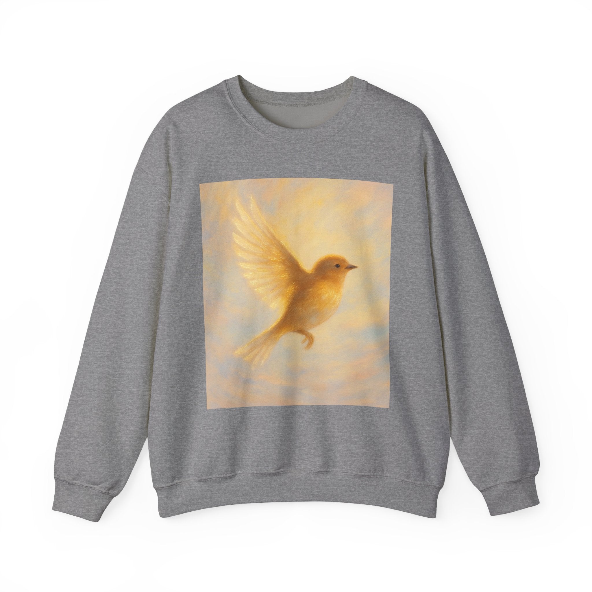 Golden Bird Unisex Crewneck Sweatshirt | Cozy Casual Wear, Gift for Bird Lovers, Nature Inspired Apparel, Spiritual Comfort, Everyday