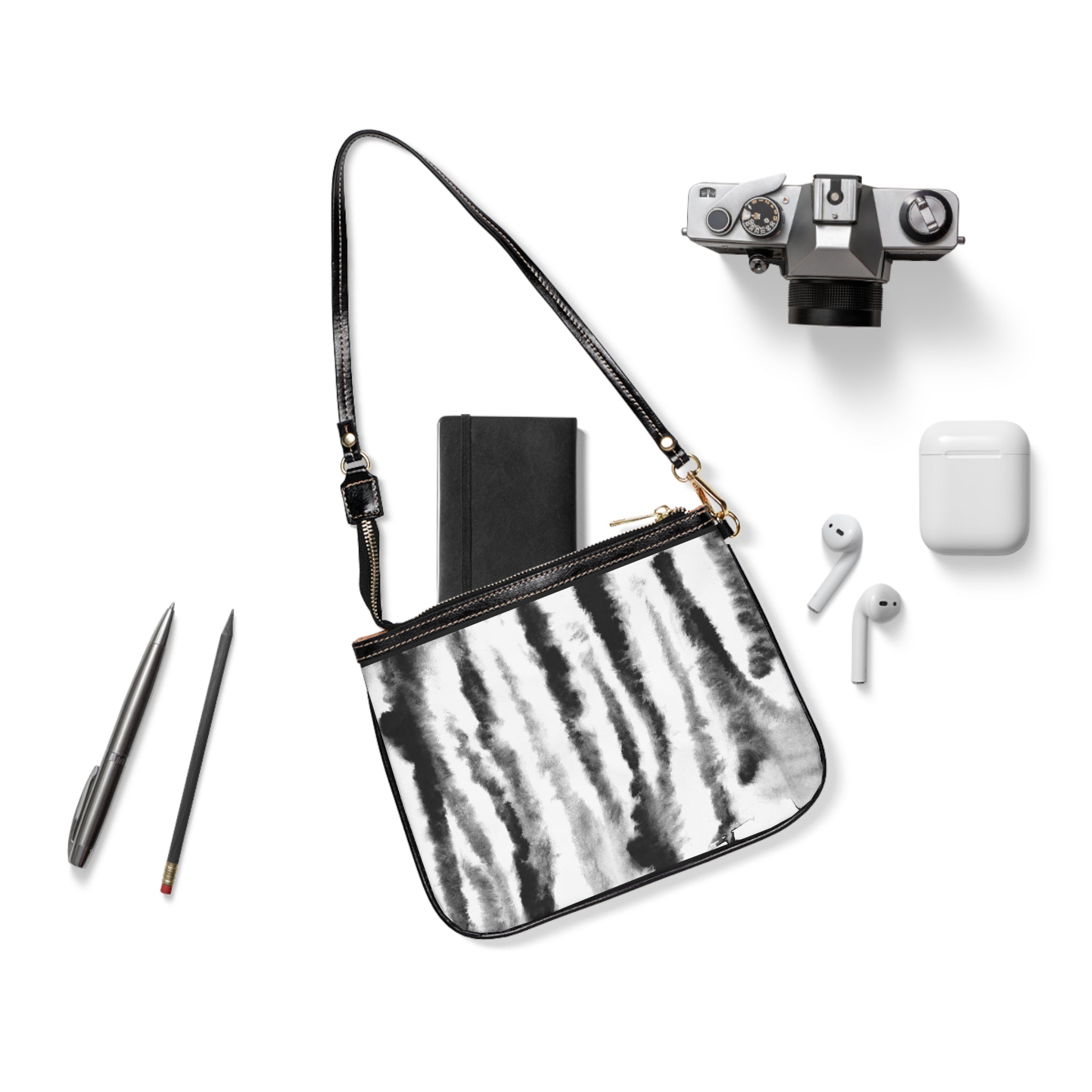 Petit sac a bandouliere chic-style boheme et raffine ,Shoulder Bag Bohemian Chic Black and White Graphic Design