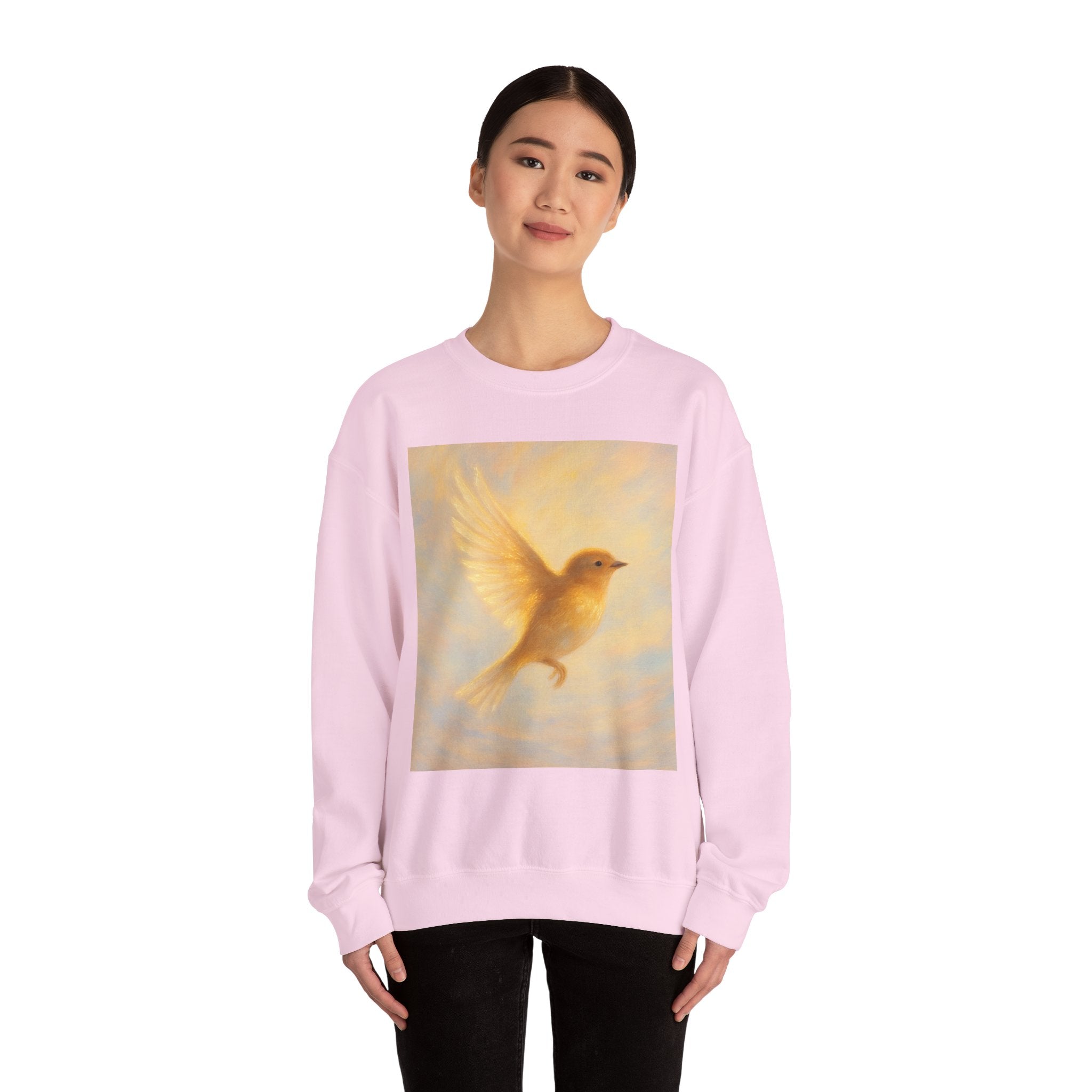 Golden Bird Unisex Crewneck Sweatshirt | Cozy Casual Wear, Gift for Bird Lovers, Nature Inspired Apparel, Spiritual Comfort, Everyday