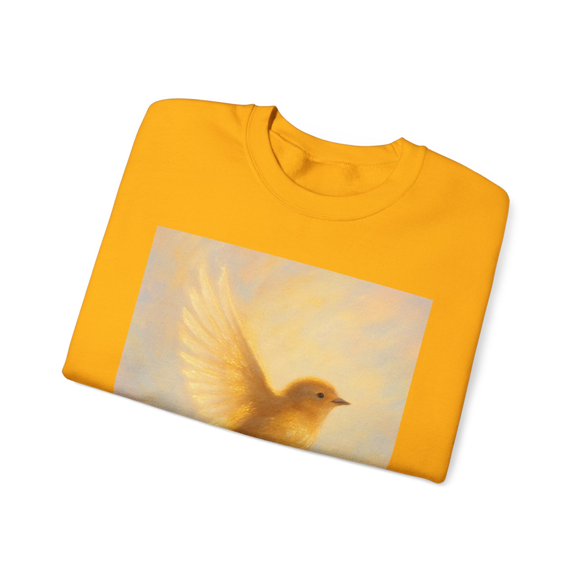 Golden Bird Unisex Crewneck Sweatshirt | Cozy Casual Wear, Gift for Bird Lovers, Nature Inspired Apparel, Spiritual Comfort, Everyday