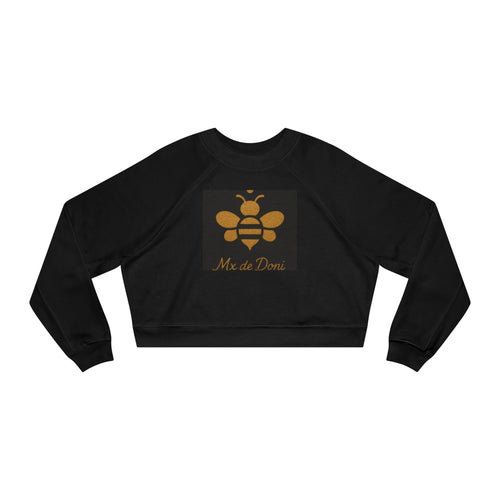 Bee-Inspired Women's Cropped Fleece Pullover, Cozy Sweatshirt, Fall Fashion, Casual Style, Gift for Her, Bee Lover Gift