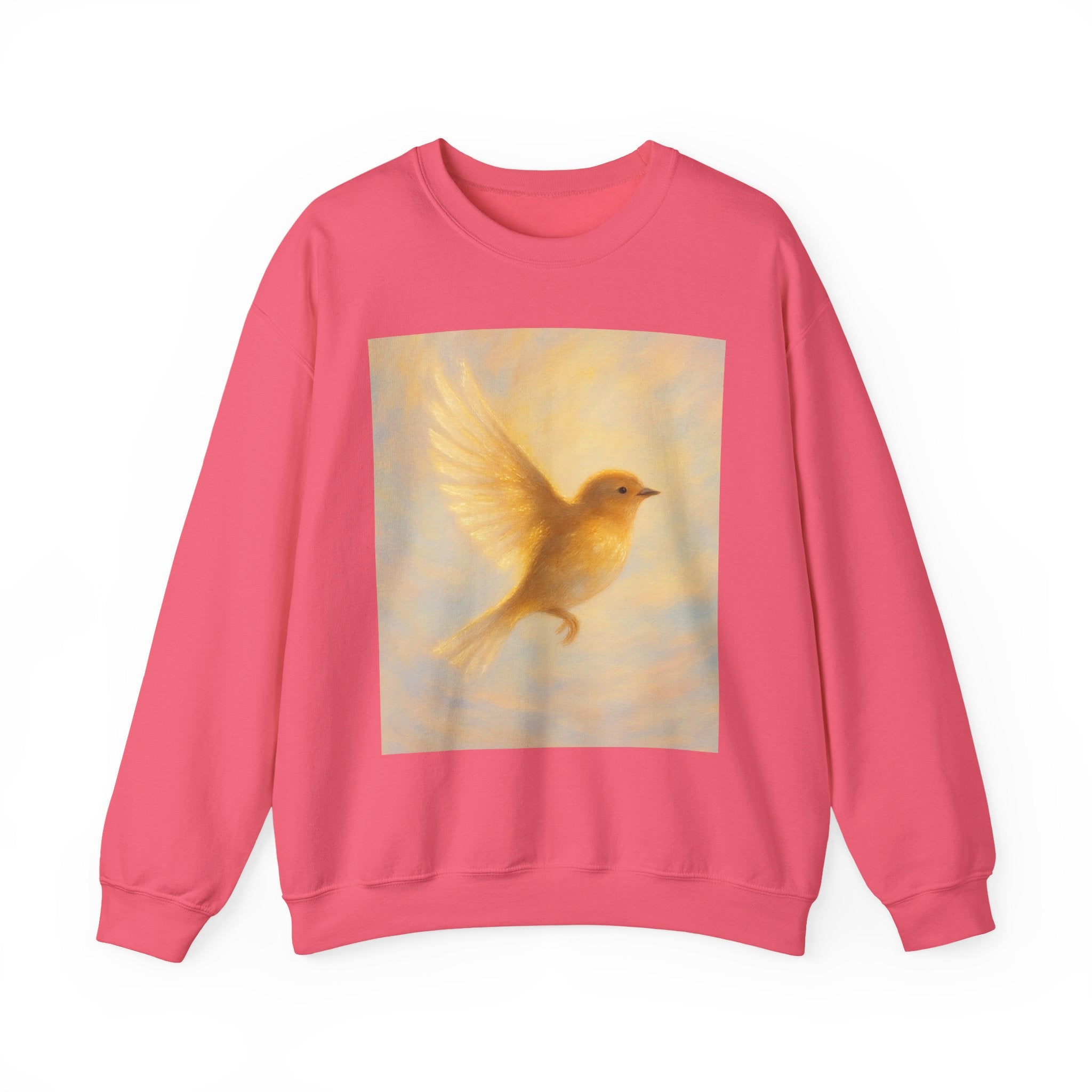Golden Bird Unisex Crewneck Sweatshirt | Cozy Casual Wear, Gift for Bird Lovers, Nature Inspired Apparel, Spiritual Comfort, Everyday