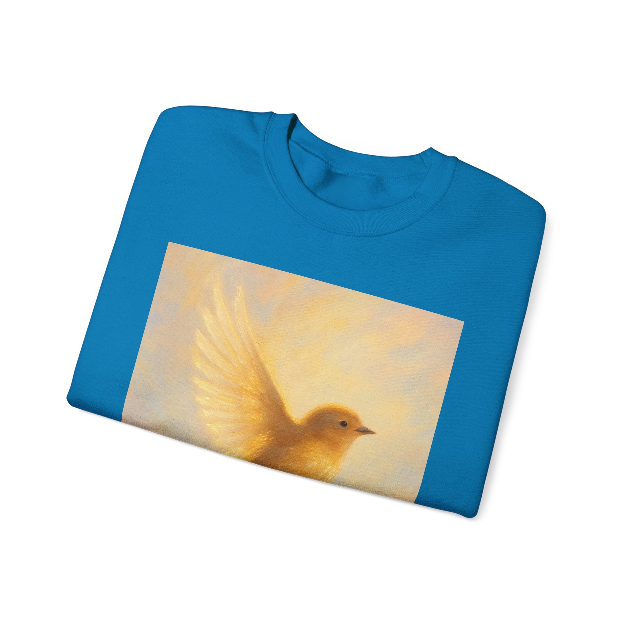 Golden Bird Unisex Crewneck Sweatshirt | Cozy Casual Wear, Gift for Bird Lovers, Nature Inspired Apparel, Spiritual Comfort, Everyday